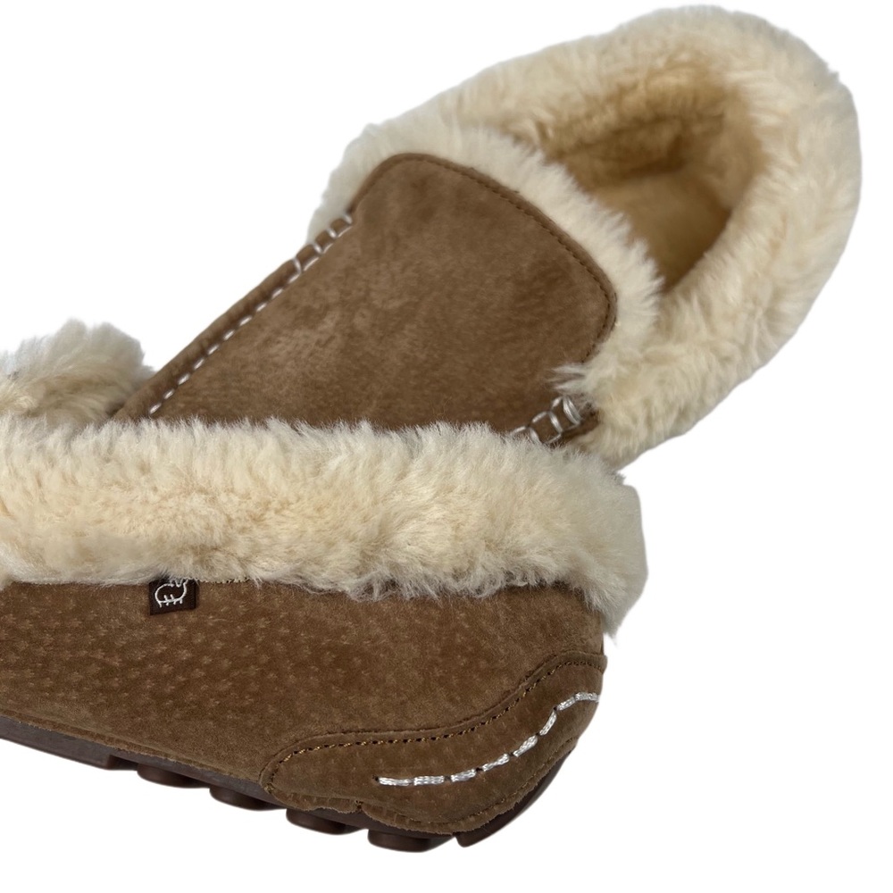 Lamo Womens Tan Suede Faux Shearling Lined Moccasin Slipper Size 10 - Picture 3 of 7